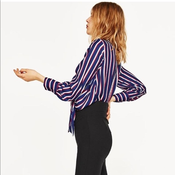 Zara Striped Bodysuit with front knot. - Picture 4 of 8